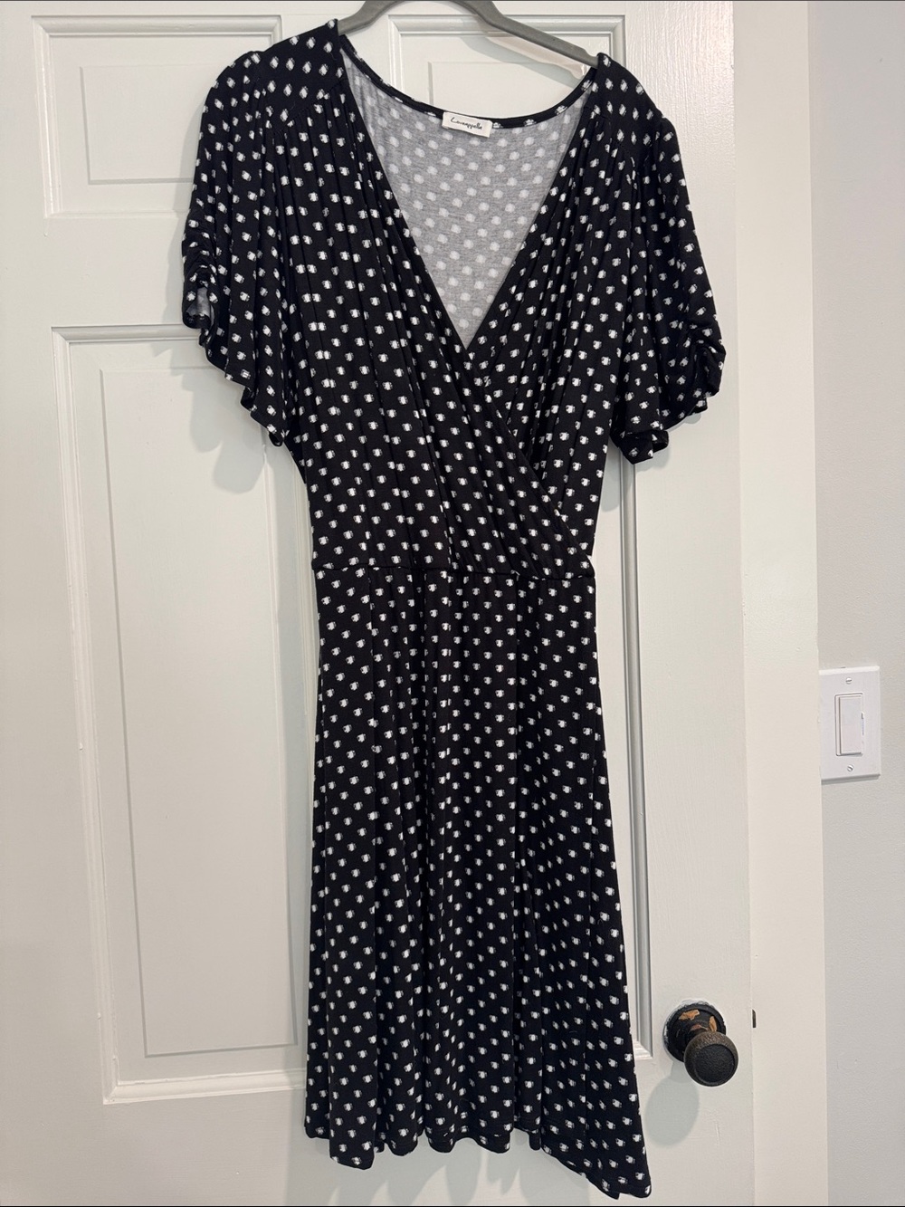 Loveappella Black Dress with White Polka Dots
